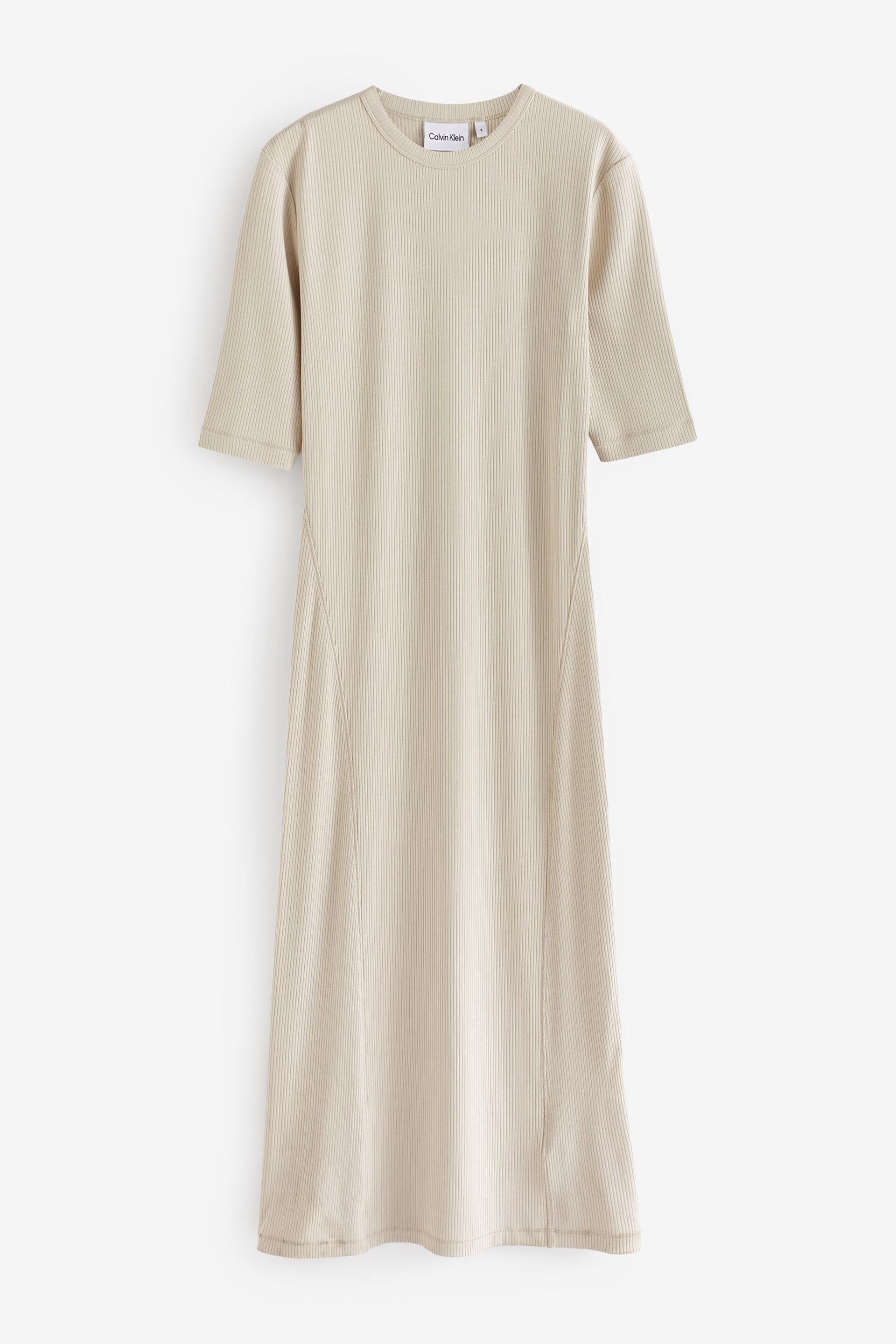 Calvin Klein Natural Rib T-Shirt Midi Dress - Image 3 of 3