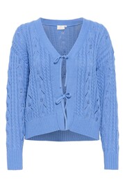 Kaffe Blue Maria V-Neck Tie Fastening Cardigan - Image 4 of 5