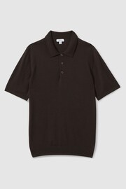 Reiss Coco Brown Manor Merino Wool Polo Shirt - Image 2 of 5