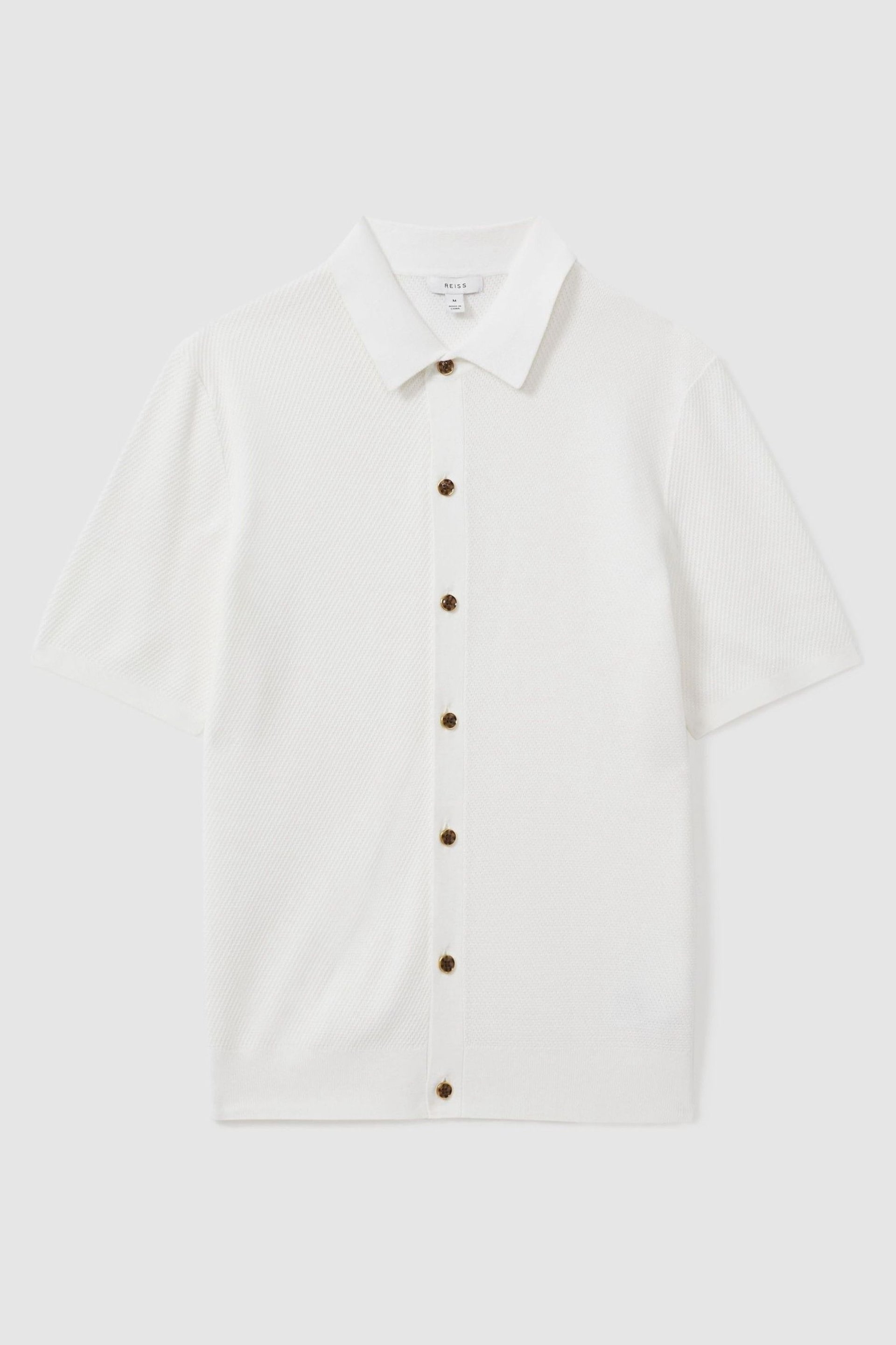 Reiss White Bravo Cotton Blend Textured Shirt - Image 2 of 6