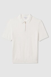 Reiss White Ivor Textured Half-Zip Polo Shirt - Image 2 of 5