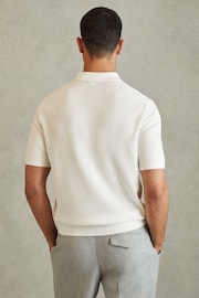 Reiss White Ivor Textured Half-Zip Polo Shirt - Image 4 of 5