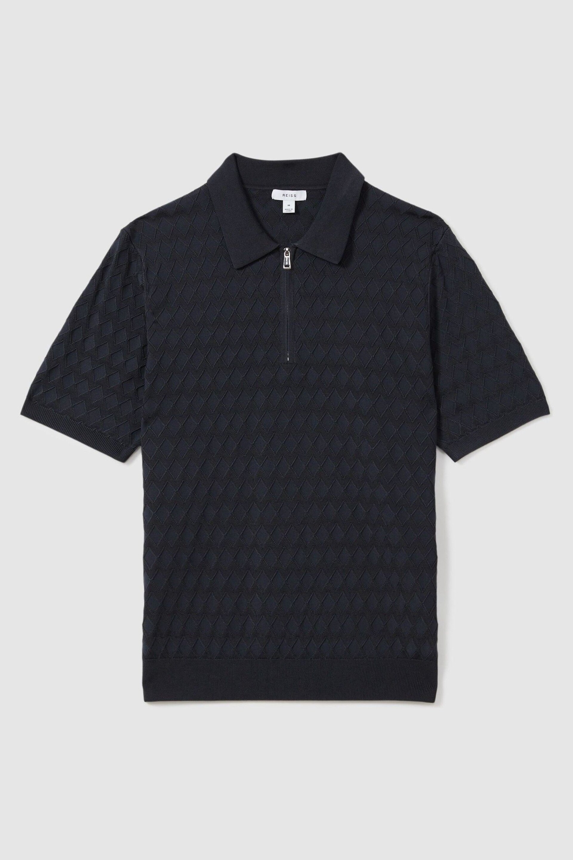 Reiss Navy Rizzo Half-Zip Knitted Polo Shirt - Image 2 of 6
