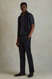 Reiss Navy Rizzo Half-Zip Knitted Polo Shirt - Image 3 of 6