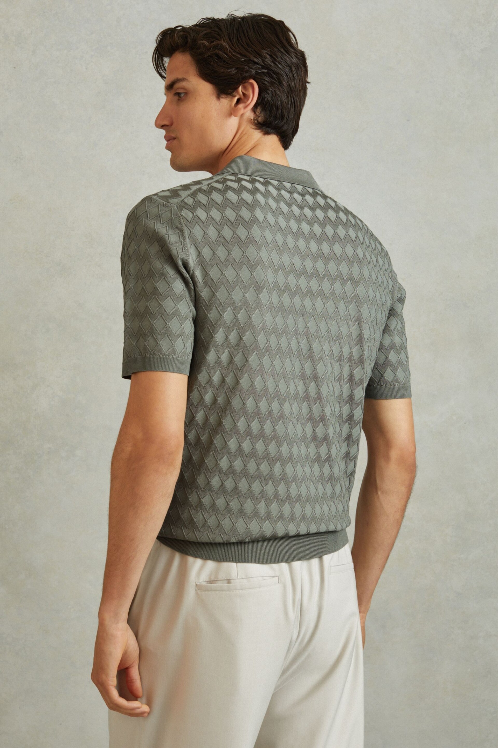Reiss Sage Rizzo Half-Zip Knitted Polo Shirt - Image 4 of 5