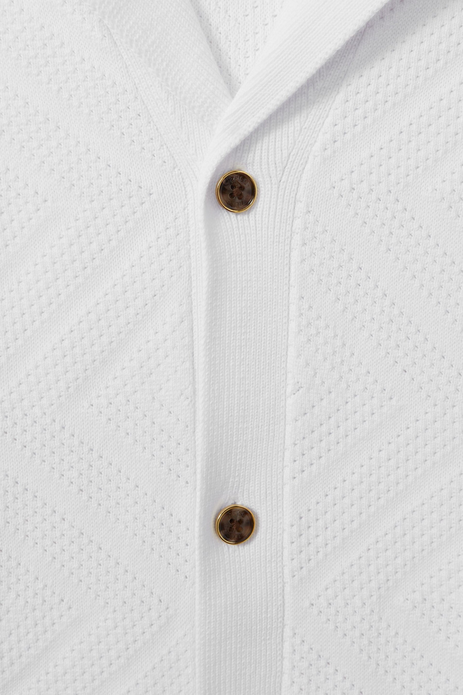 Reiss White Biarritz Cotton Cuban Collar Shirt - Image 6 of 6