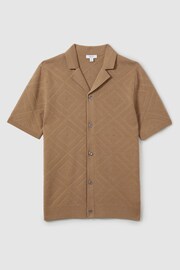 Reiss Camel Biarritz Cotton Cuban Collar Shirt - Image 2 of 6