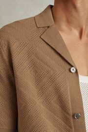 Reiss Camel Biarritz Cotton Cuban Collar Shirt - Image 4 of 6