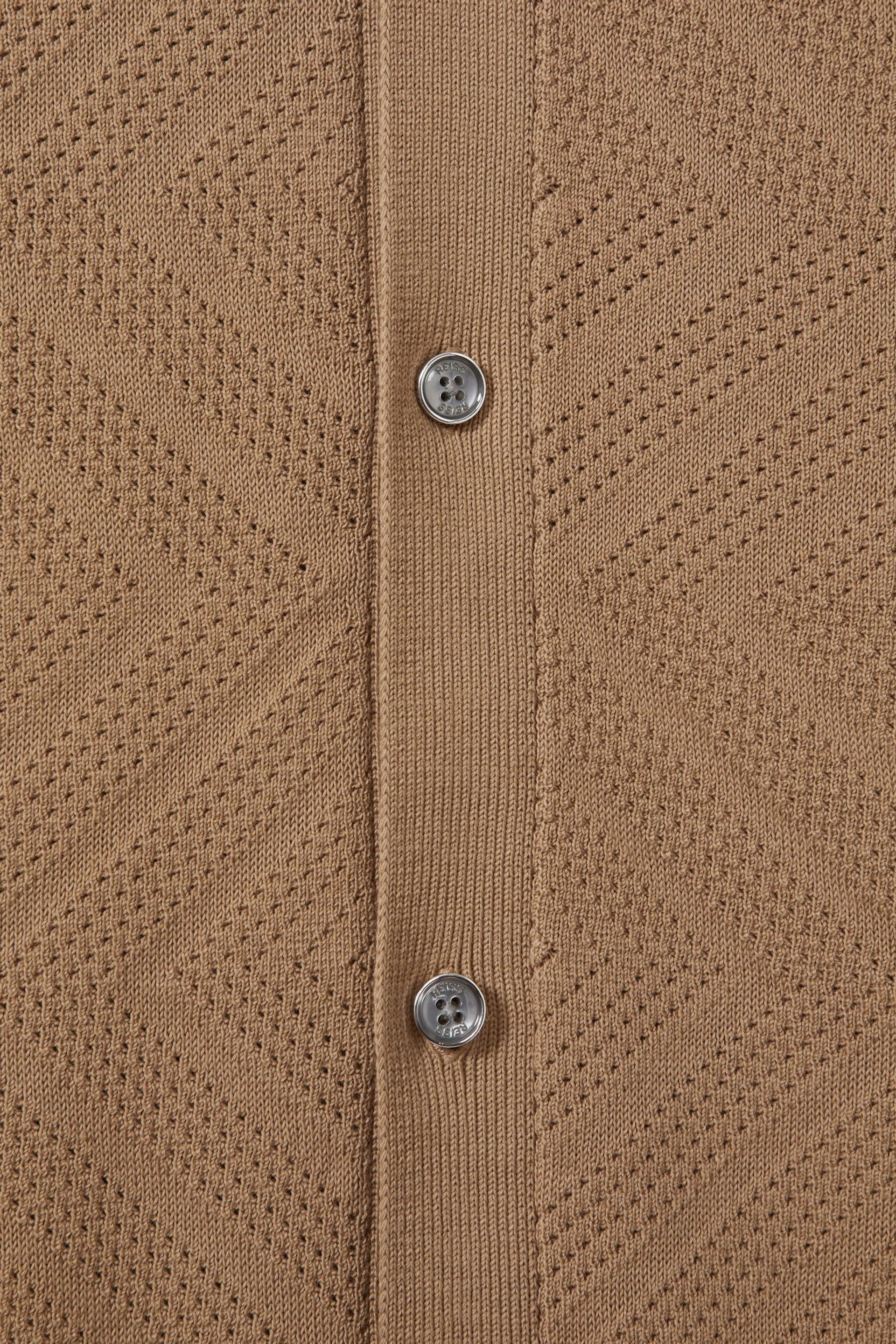 Reiss Camel Biarritz Cotton Cuban Collar Shirt - Image 6 of 6