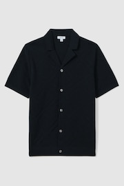 Reiss Navy Biarritz Cotton Cuban Collar Shirt - Image 2 of 6