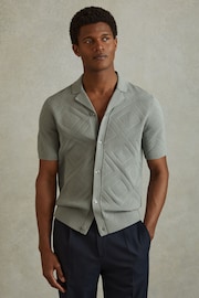 Reiss Soft Sage Biarritz Cotton Cuban Collar Shirt - Image 1 of 5