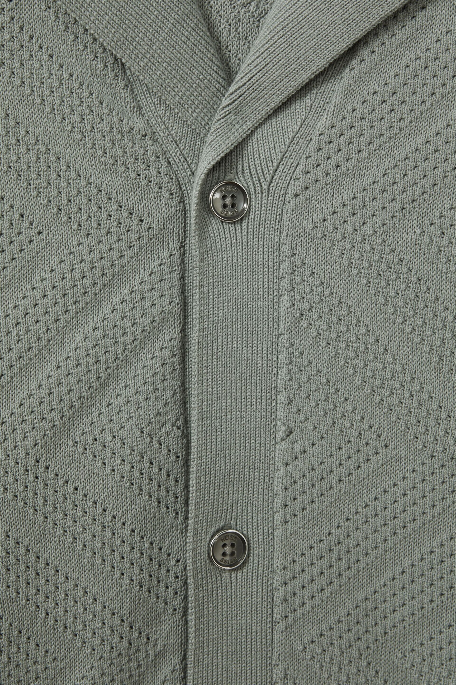 Reiss Soft Sage Biarritz Cotton Cuban Collar Shirt - Image 5 of 5