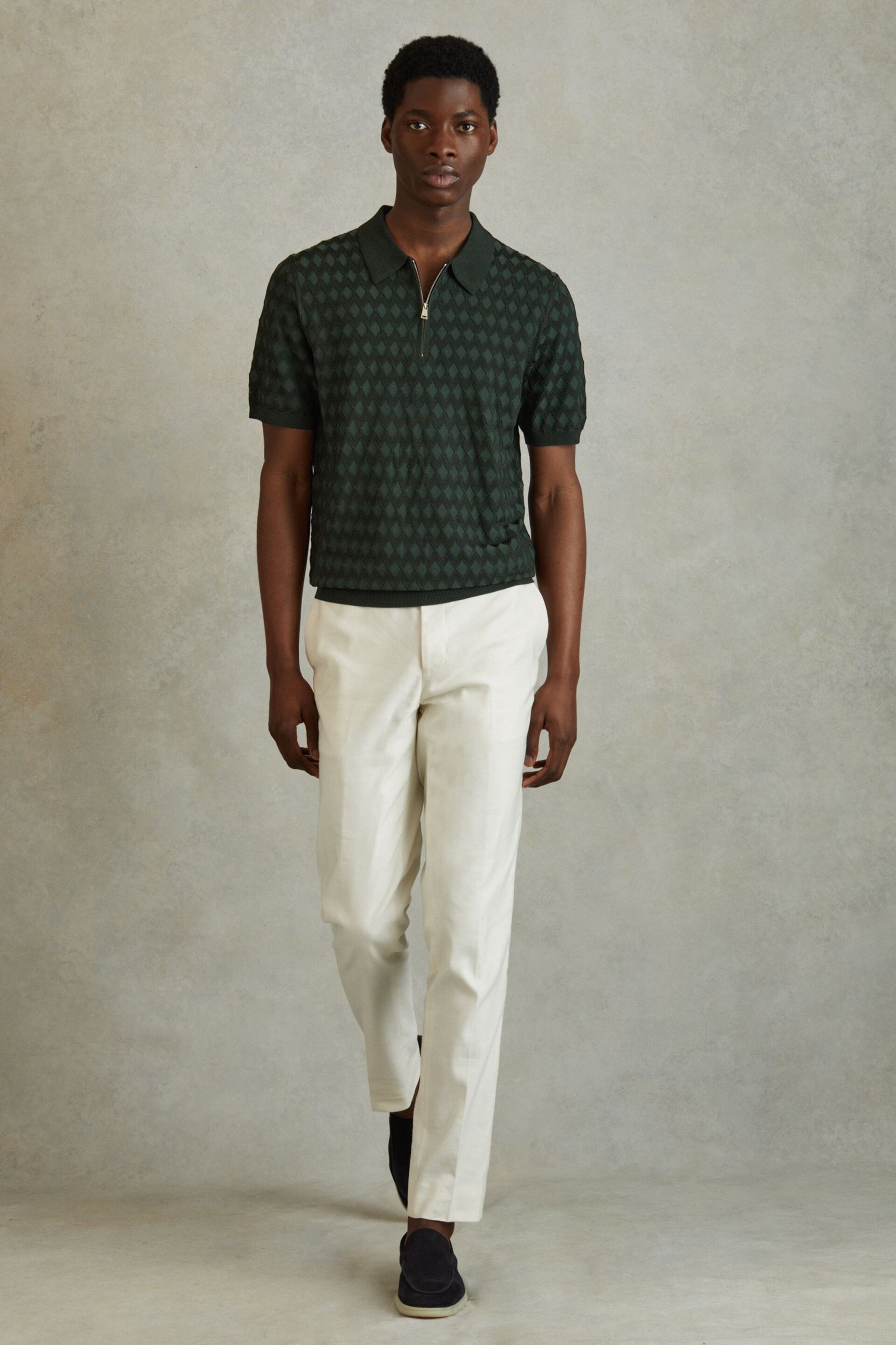 Reiss Emerald Rizzo Half-Zip Knitted Polo Shirt - Image 3 of 5