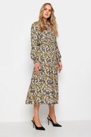 Long Tall Sally Black & Yellow Tie Neck Midi Dress - Image 1 of 4