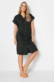Long Tall Sally Black Linen Button Through Shirt Dress - Image 2 of 4