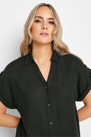 Long Tall Sally Black Linen Button Through Shirt Dress - Image 4 of 4