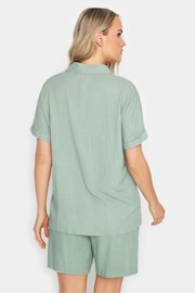 Long Tall Sally Green Linen Short Sleeve Shirt - Image 3 of 4