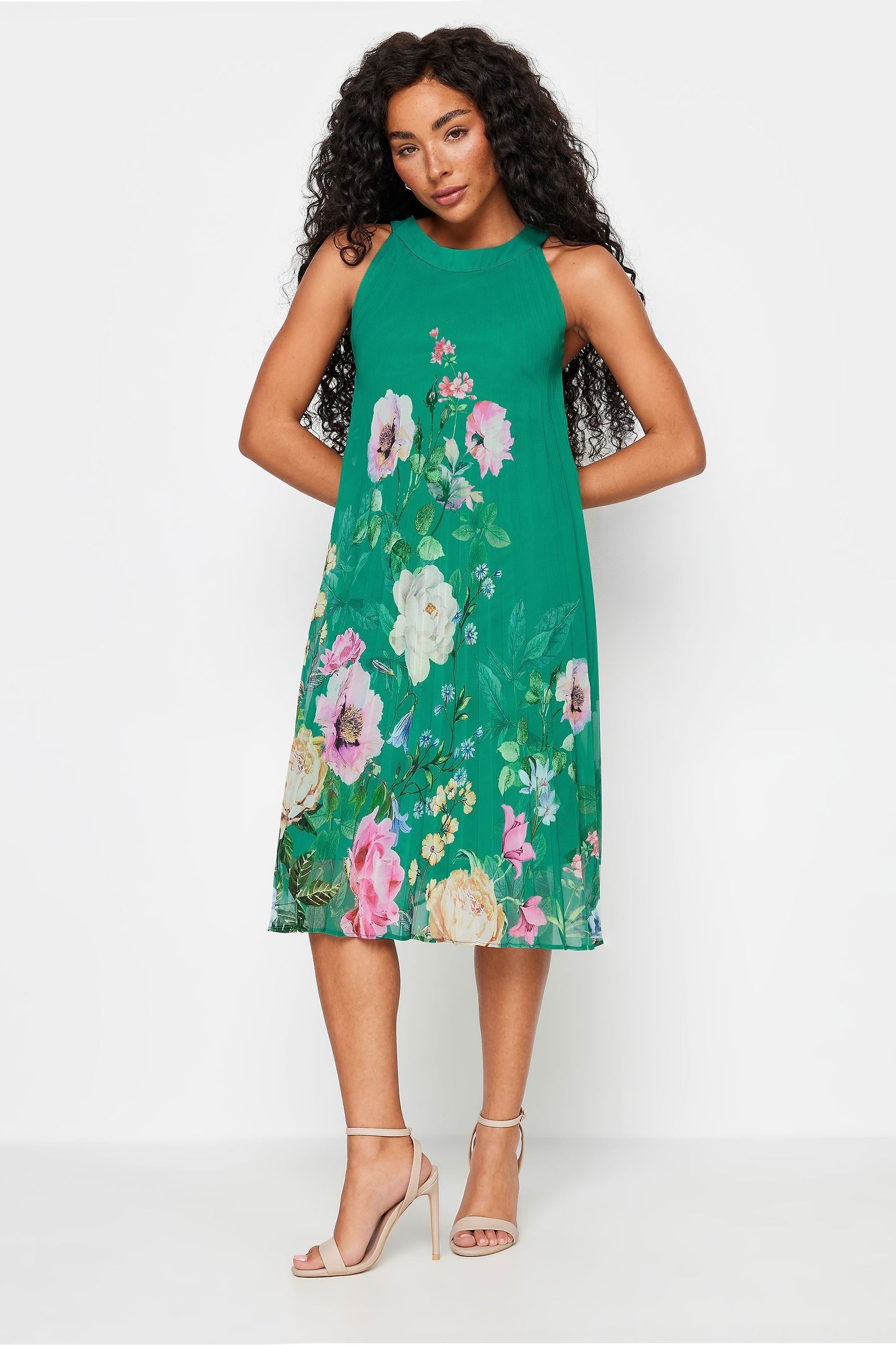 Petite pleated midi dress sales