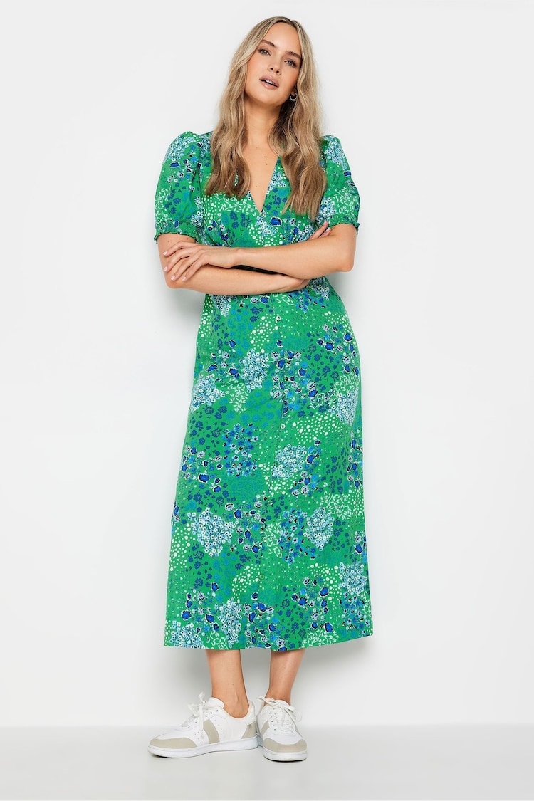 Long Tall Sally Green Button Tea Dress - Image 1 of 4