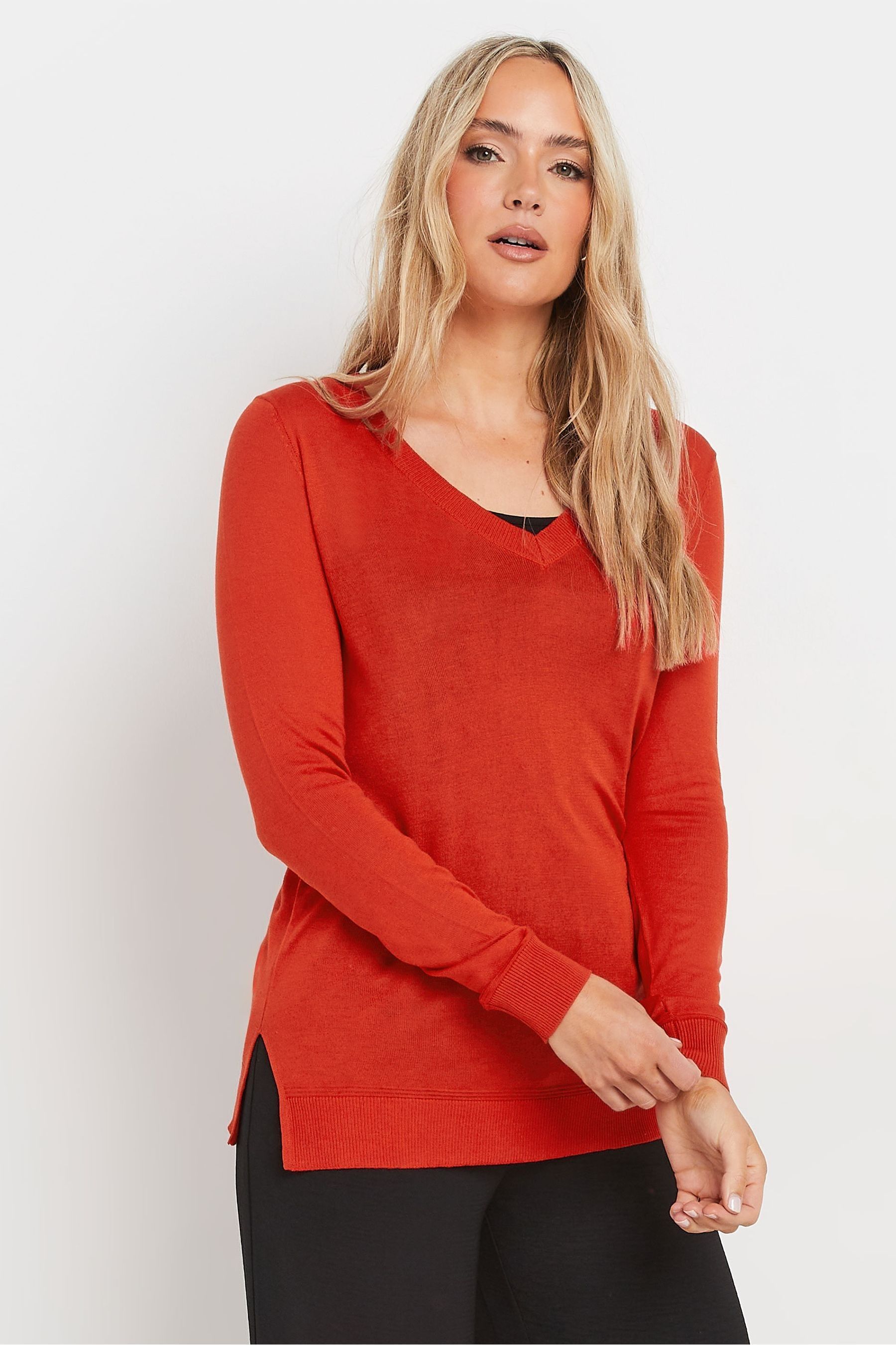 Red knitted jumper womens sale