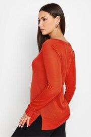 Long Tall Sally Red Knitted V-Neck Jumper - Image 3 of 4