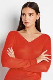 Long Tall Sally Red Knitted V-Neck Jumper - Image 4 of 4