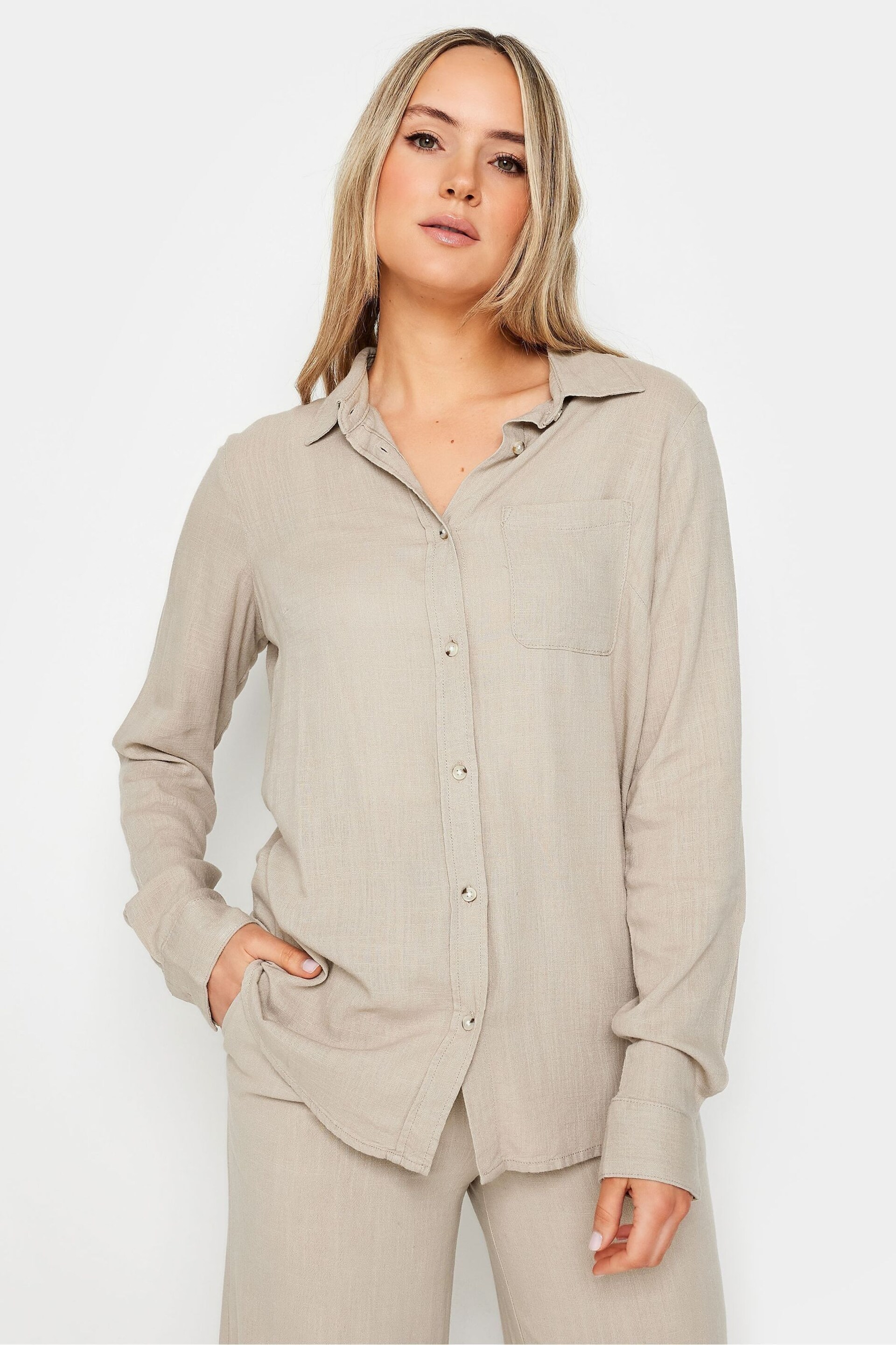 Long Tall Sally Natural Linen Shirt - Image 1 of 4