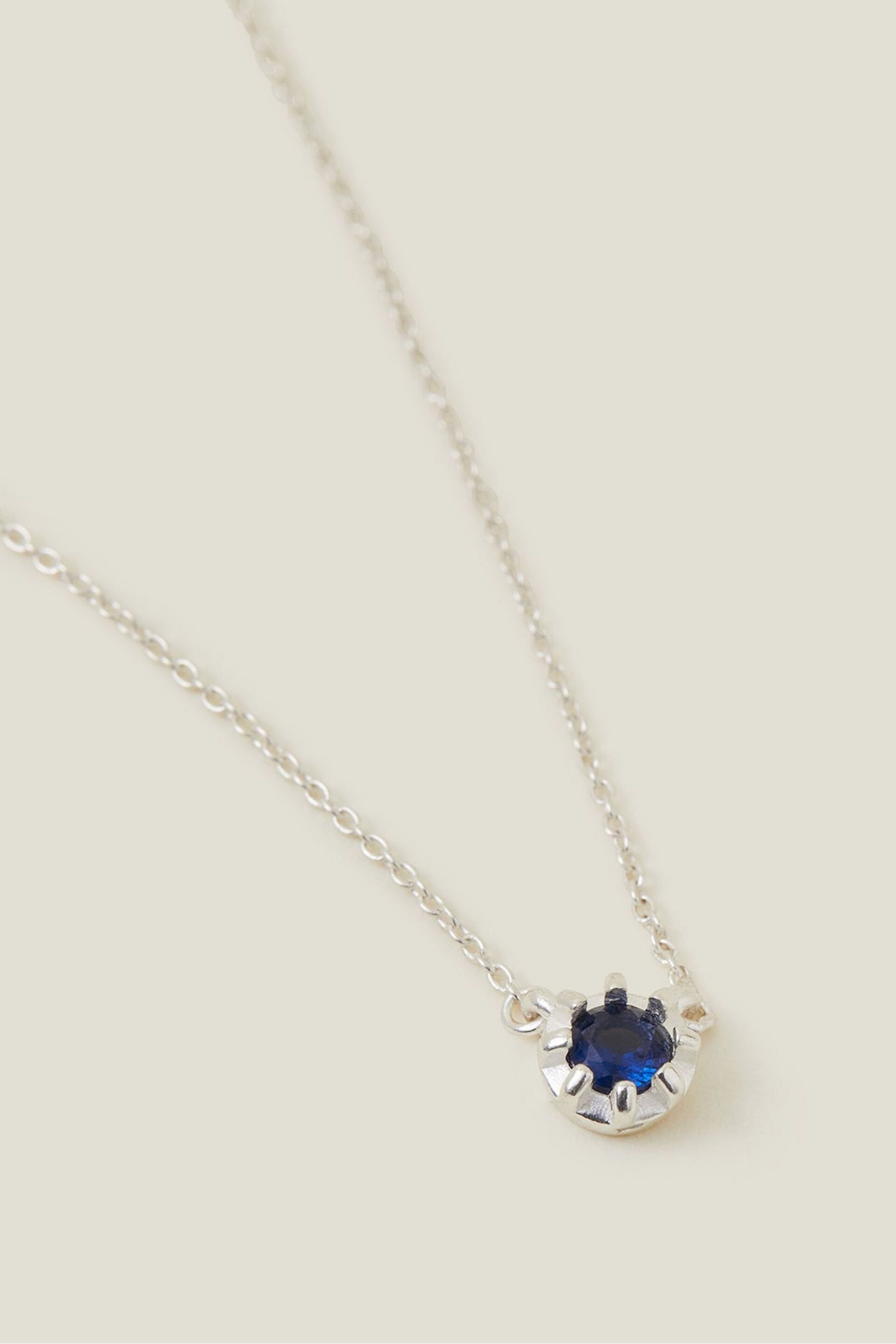 Accessorize Blue Sterling Silver Stone Pendant Necklace - Image 2 of 3