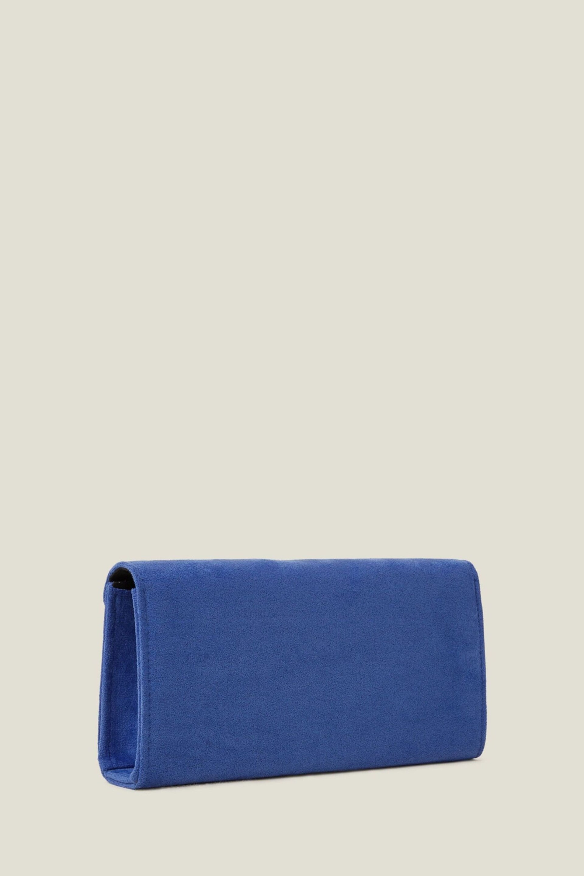 Accessorize Blue Suedette Box Clutch Bag - Image 3 of 3