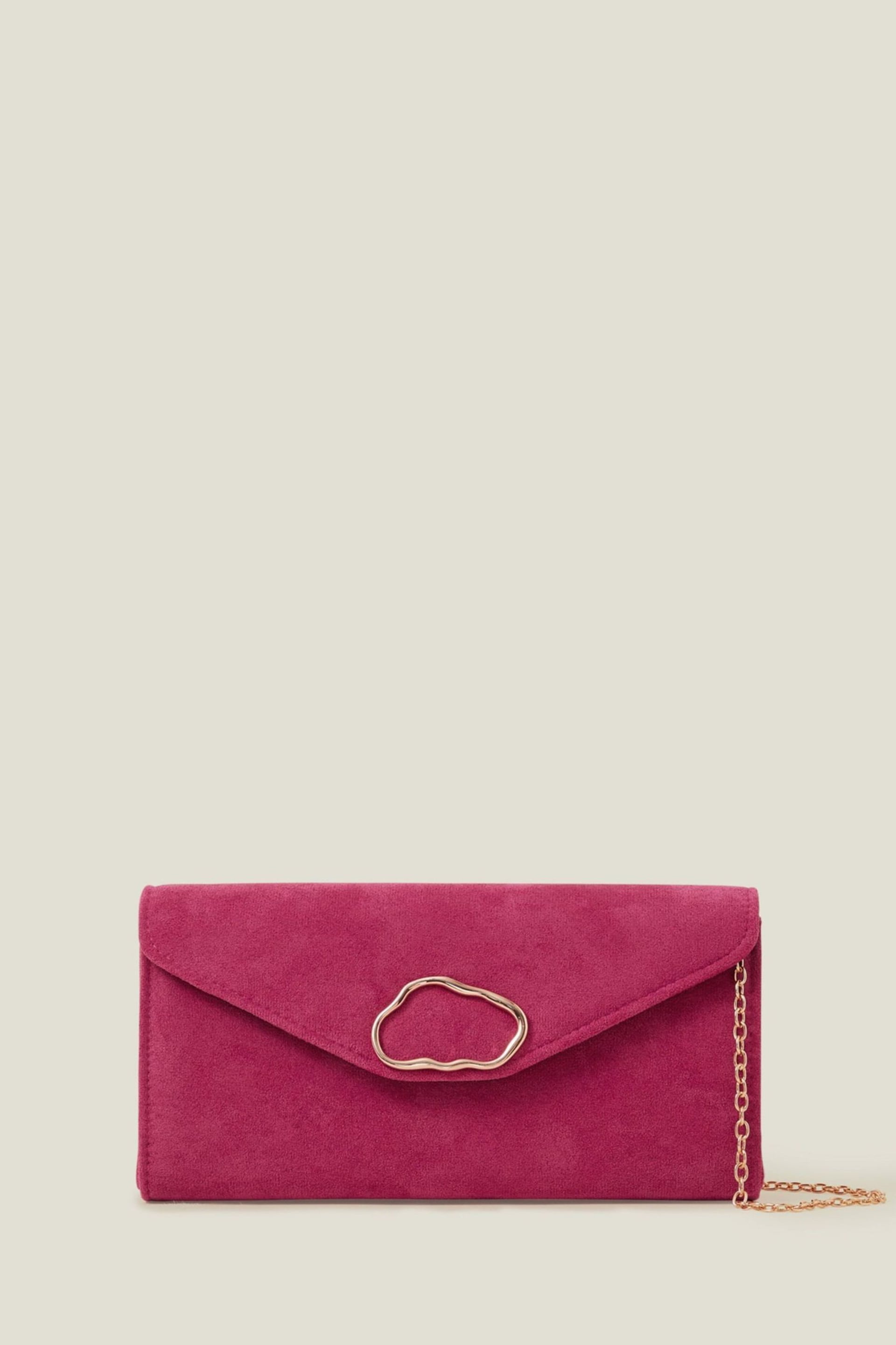 Accessorize Pink Suedette Box Clutch Bag - Image 2 of 4