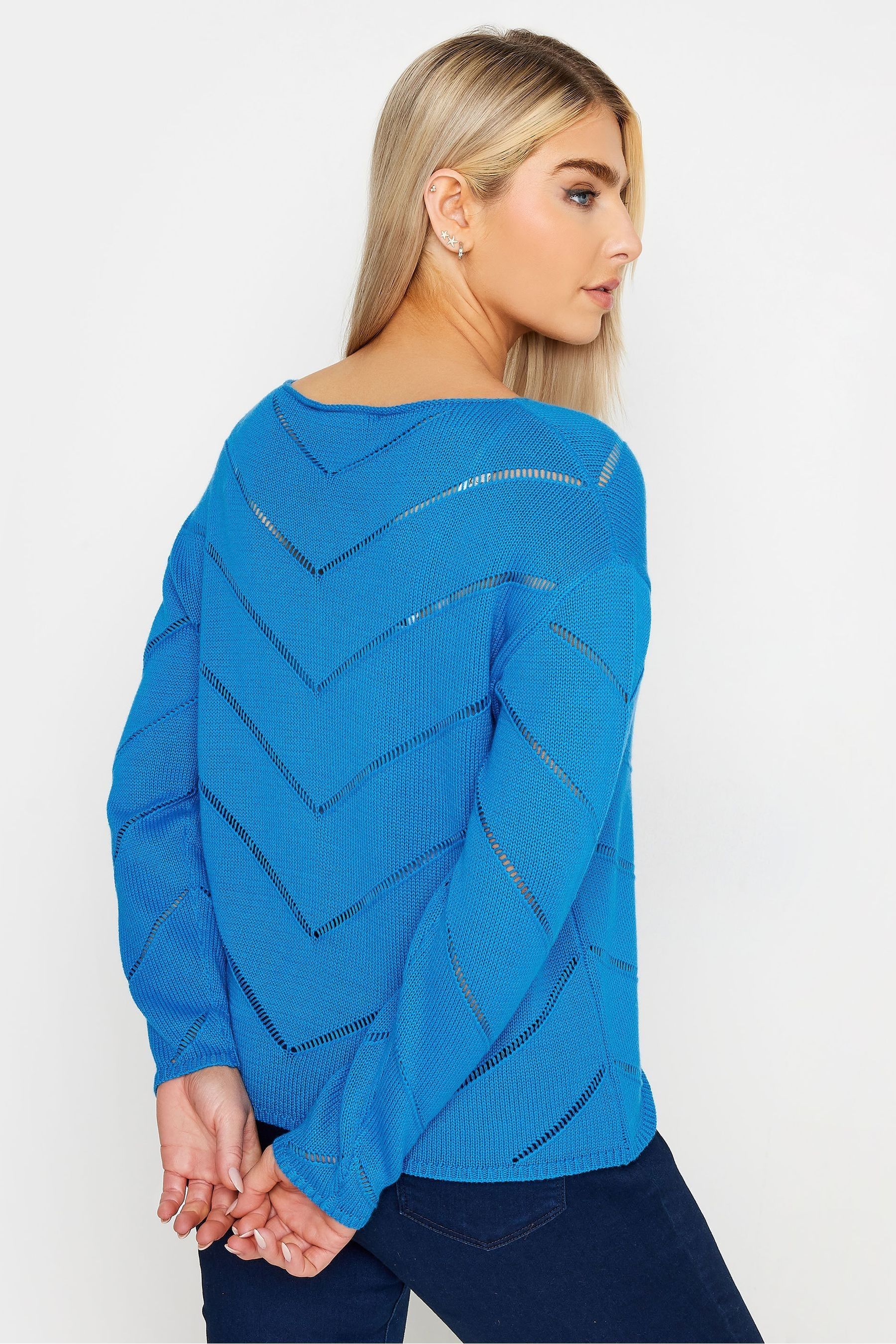 M Co Blue Open Knit Detail Jumper 18 20 Womens