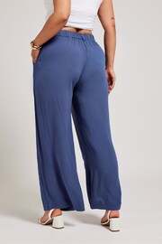 Yours Curve Blue Pleated Front Trousers - Image 2 of 4