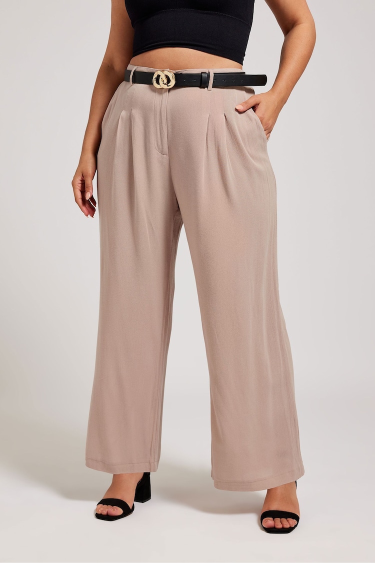 Yours Curve Pink Pleated Front Trousers - Image 1 of 4