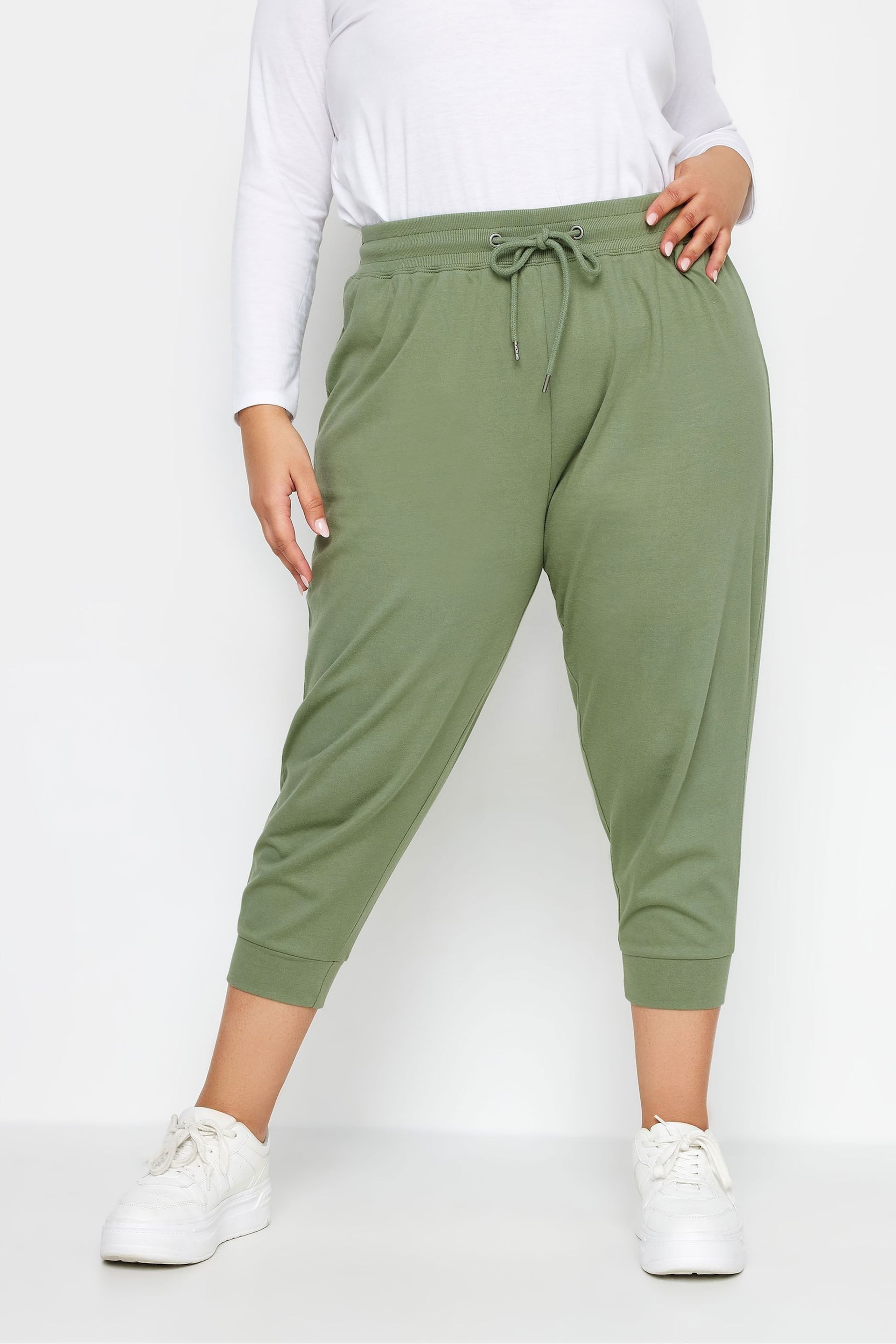Yours Curve Green Cropped Joggers - Image 1 of 3