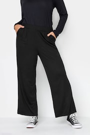 Yours Curve Black Pleated Front Wide Leg Trousers - Image 1 of 5