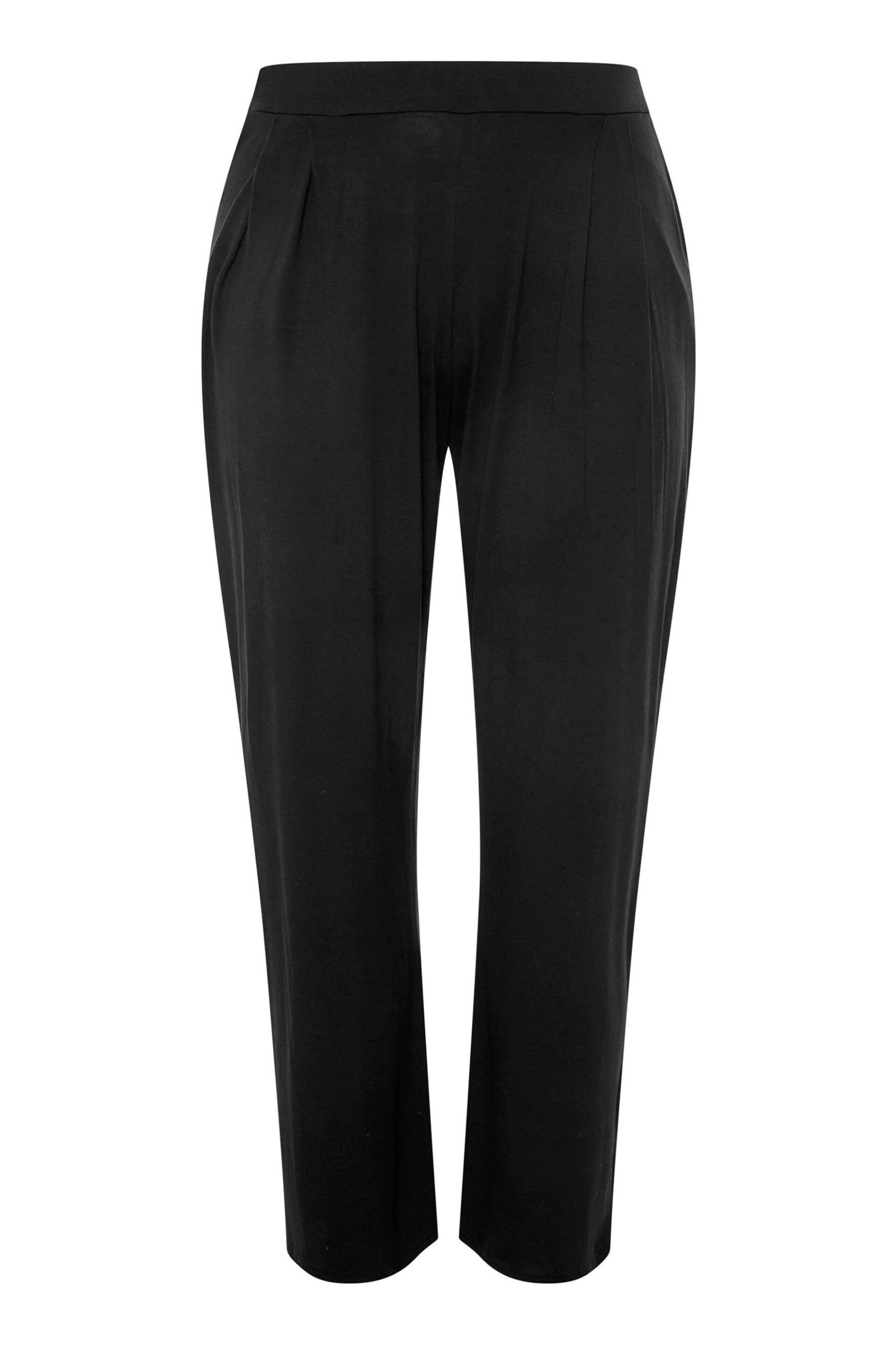 Yours Curve Black Pleated Front Wide Leg Trousers - Image 3 of 5