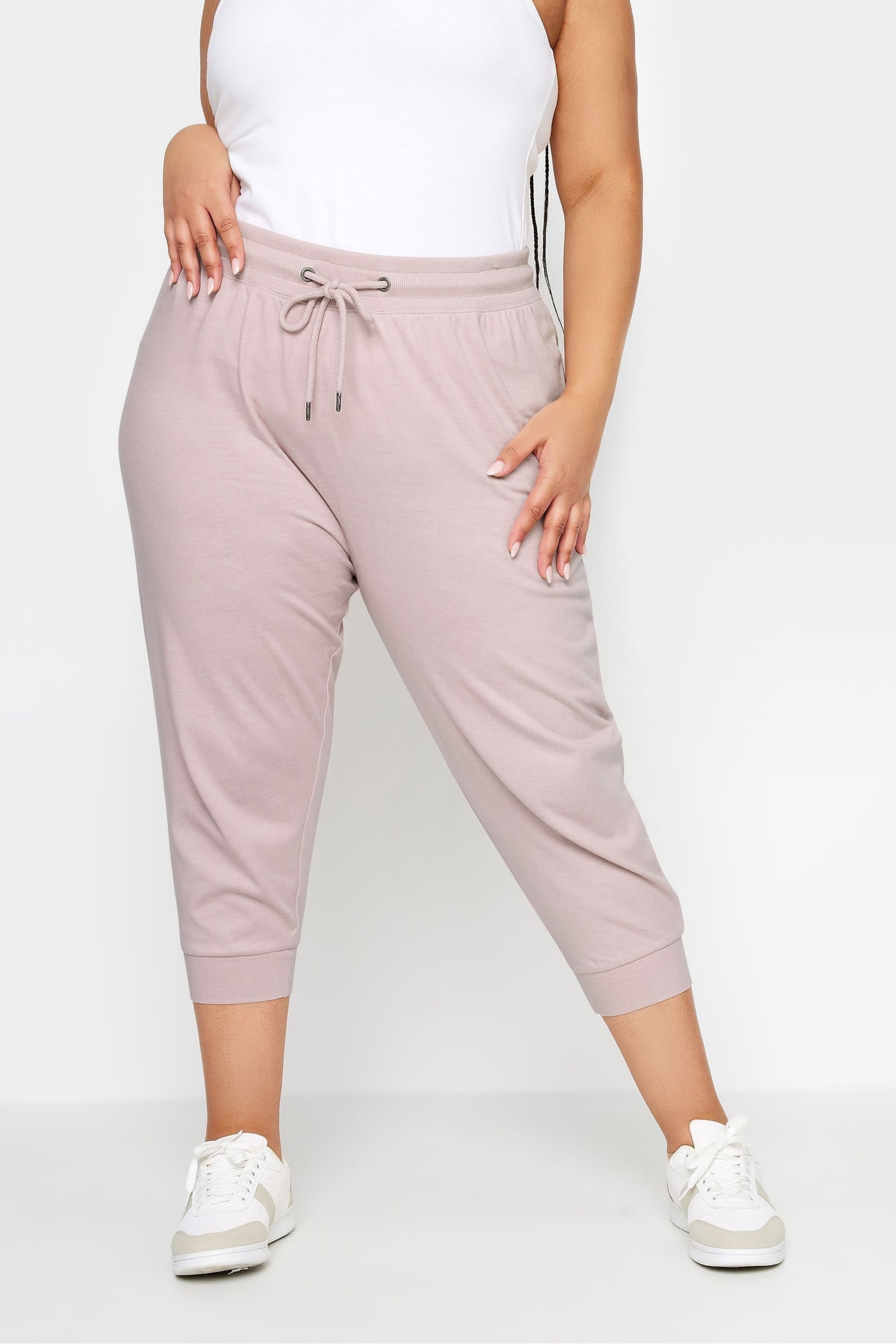Yours Curve Pink Cropped Joggers - Image 1 of 3