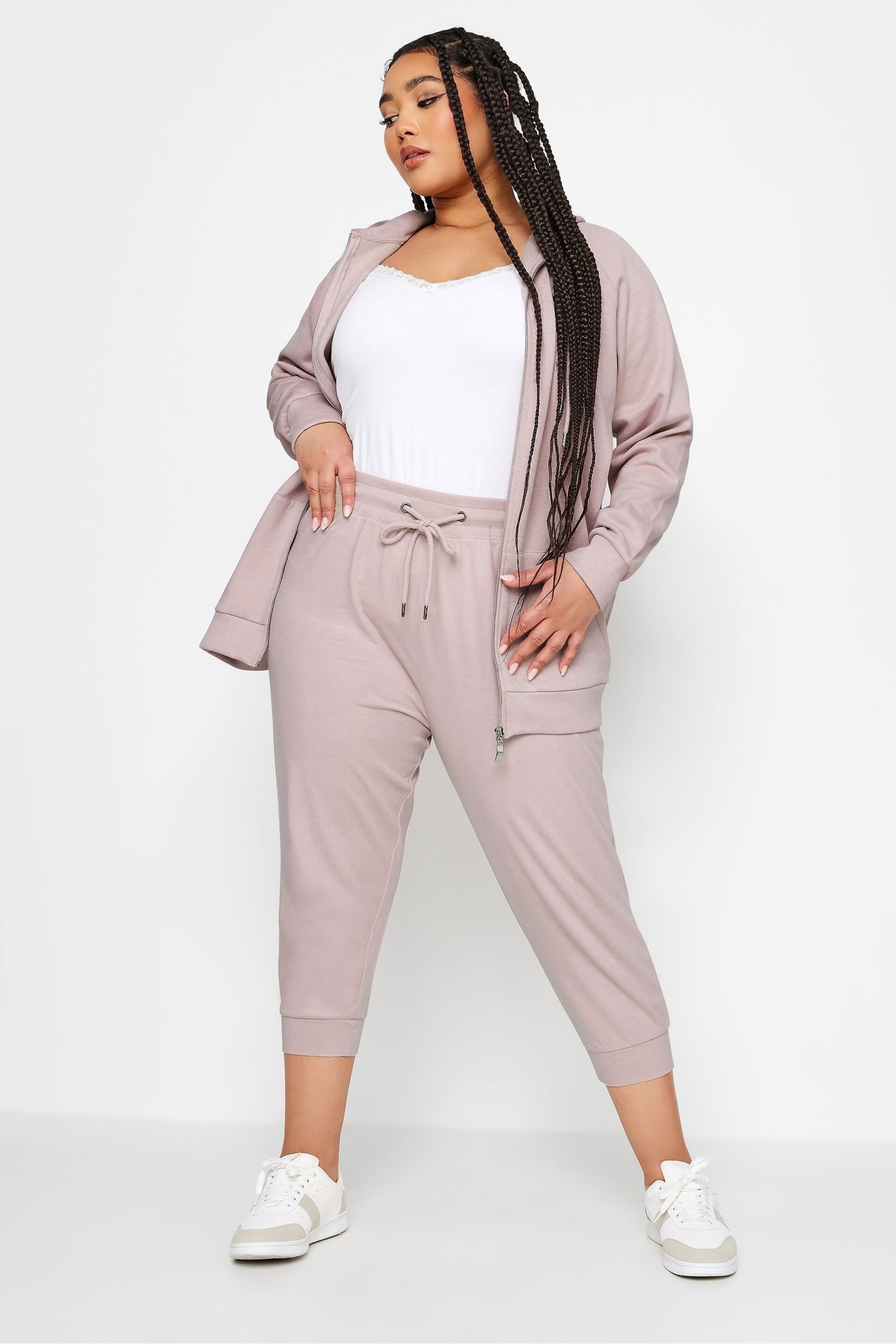 Yours Curve Pink Cropped Joggers - Image 2 of 3