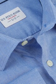 U.S. Polo Assn. Mens Blue Long Sleeve Dobby Texture Shirt - Image 6 of 7