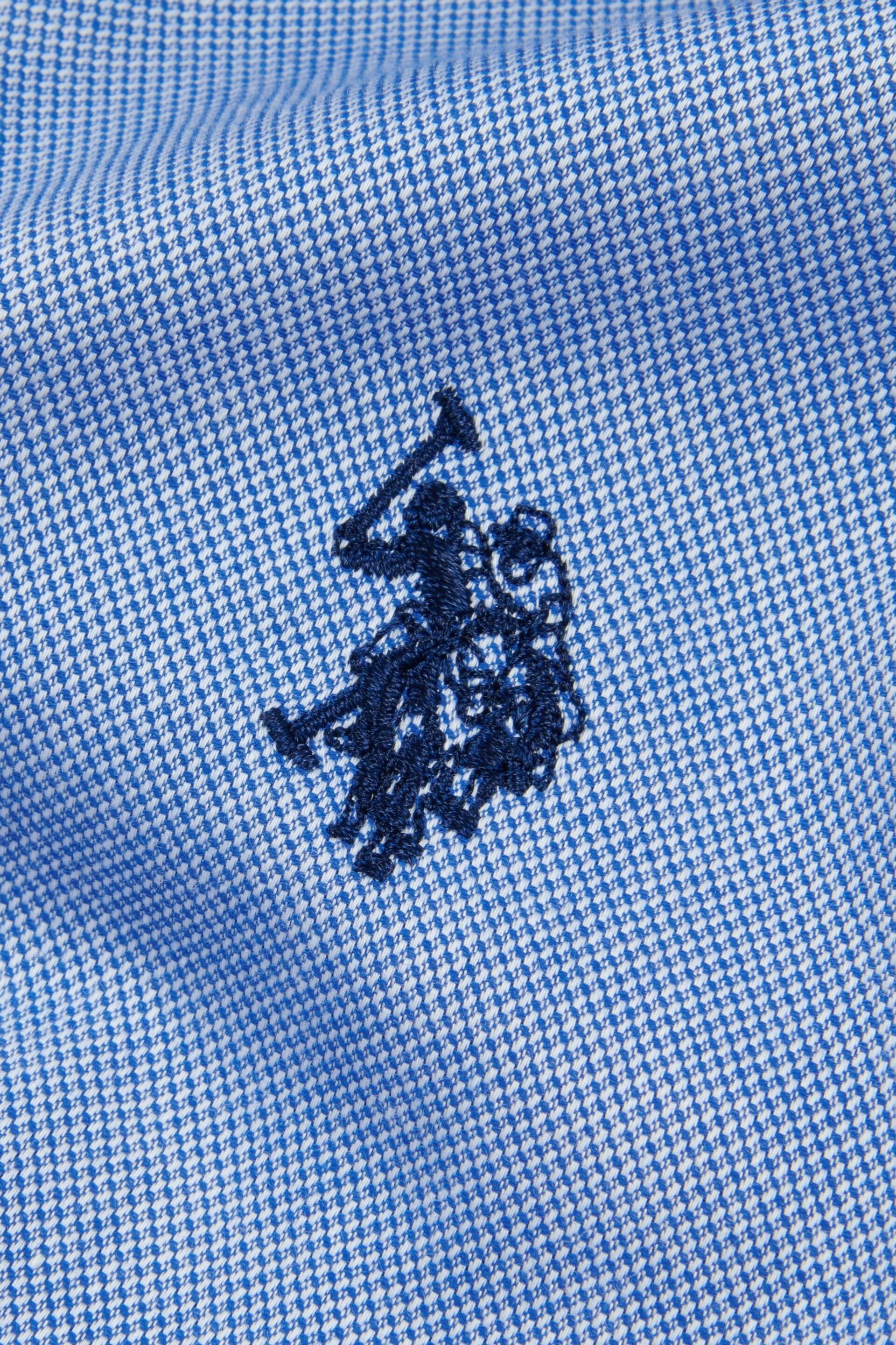 U.S. Polo Assn. Mens Blue Long Sleeve Dobby Texture Shirt - Image 7 of 7