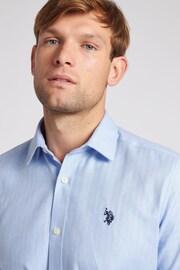 U.S. Polo Assn. Mens Long Sleeve Herringbone Twill White Shirt - Image 2 of 8