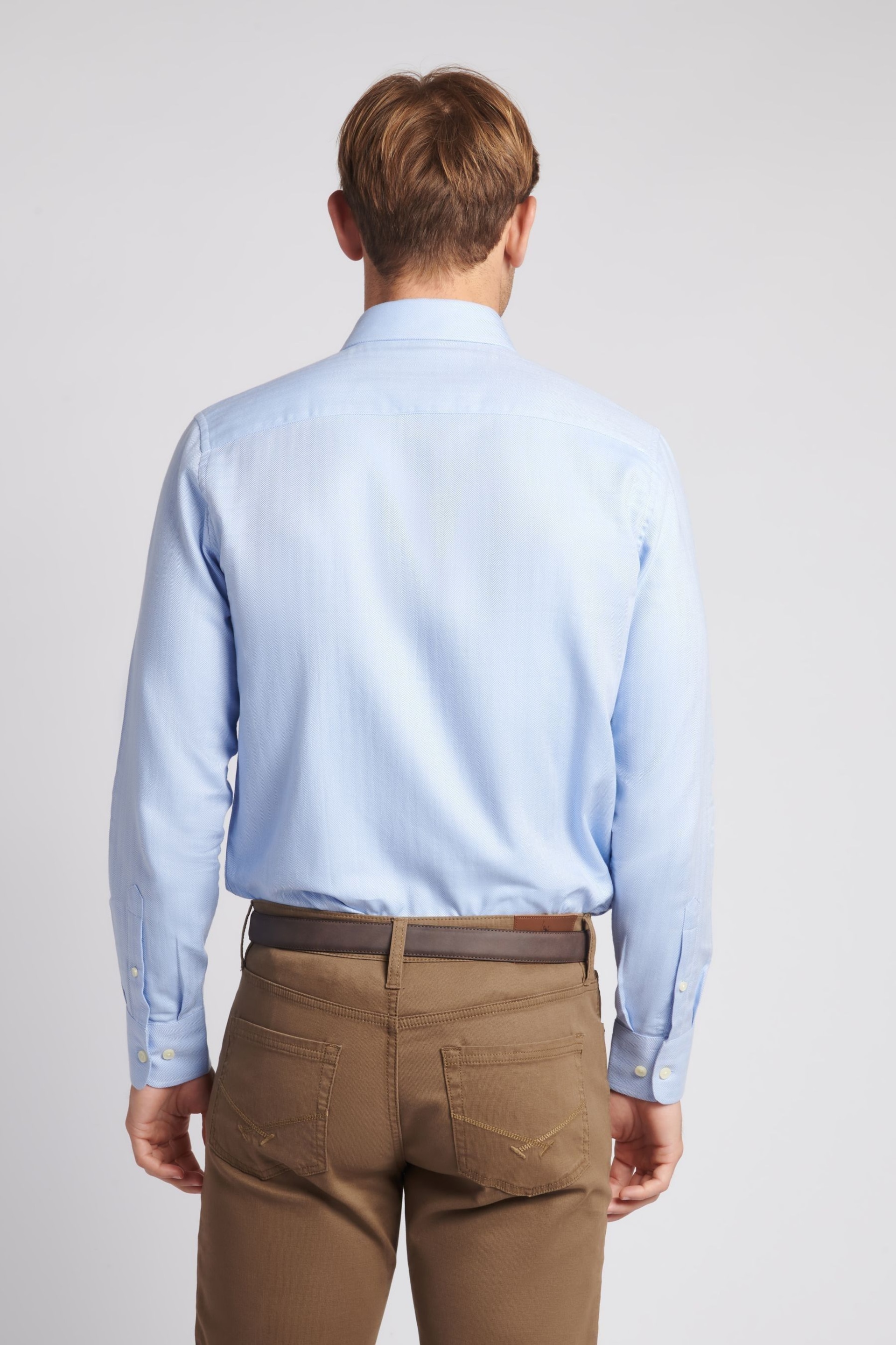 U.S. Polo Assn. Mens Long Sleeve Herringbone Twill White Shirt - Image 4 of 8
