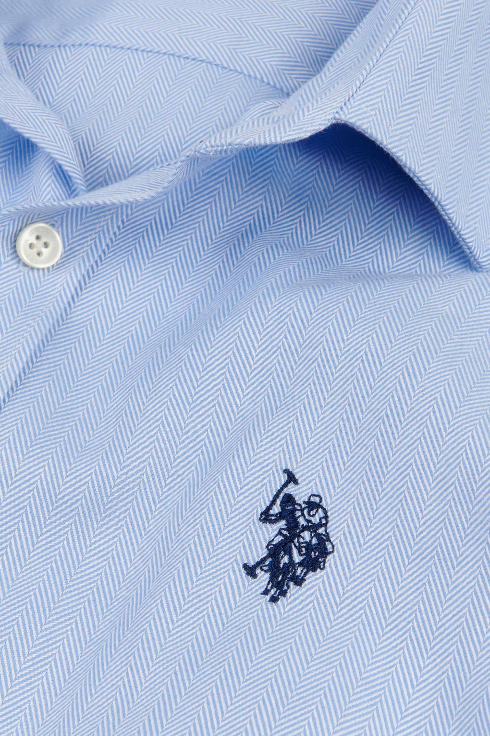 U.S. Polo Assn. Mens Long Sleeve Herringbone Twill White Shirt - Image 7 of 8