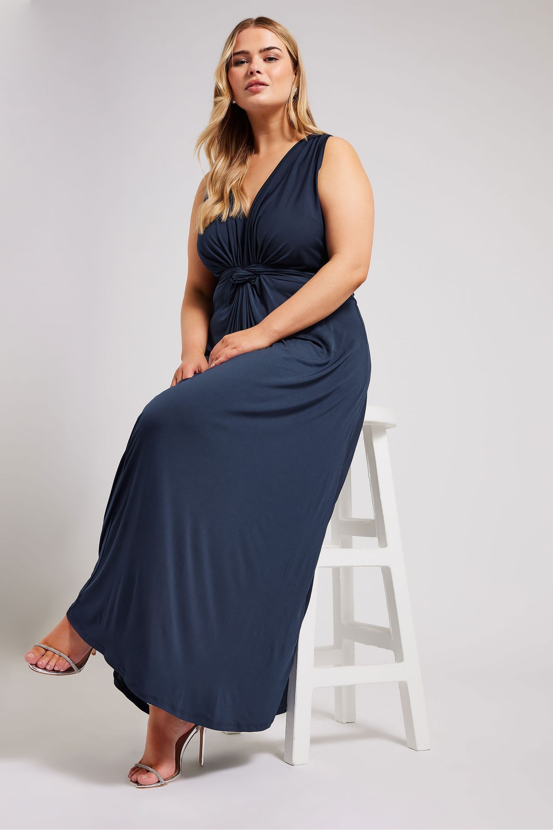 Buy Yours Curve Blue Knot Front Maxi Dress from the Next UK online shop