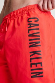 Calvin Klein Red Slogan Swim Shorts - Image 3 of 4