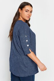 Yours Curve Mid Blue Batwing Sleeve Soft Touch Jumper - Image 3 of 4