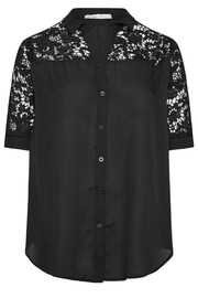 YOURS LONDON Curve Black Lace Sleeve Shirt - Image 2 of 2