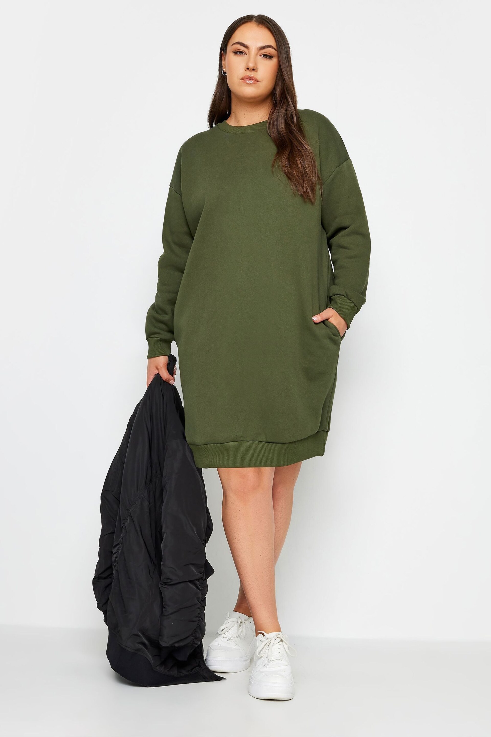 Yours Curve Green Sweat Tunic Dress - Image 2 of 4