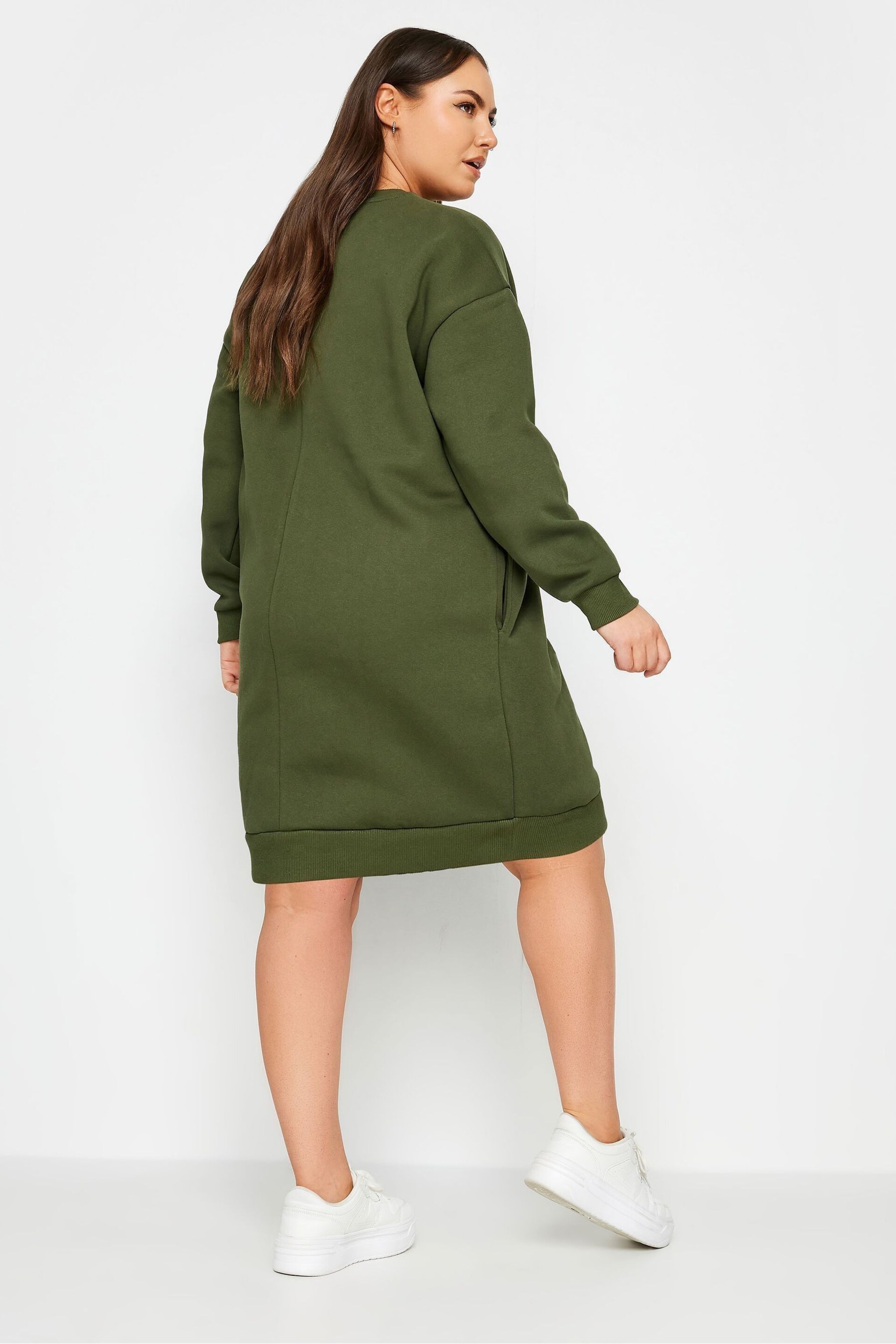 Yours Curve Green Sweat Tunic Dress - Image 3 of 4