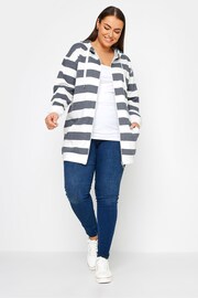 Yours Curve Blue Stripe Zip Through Hoodie - Image 2 of 4